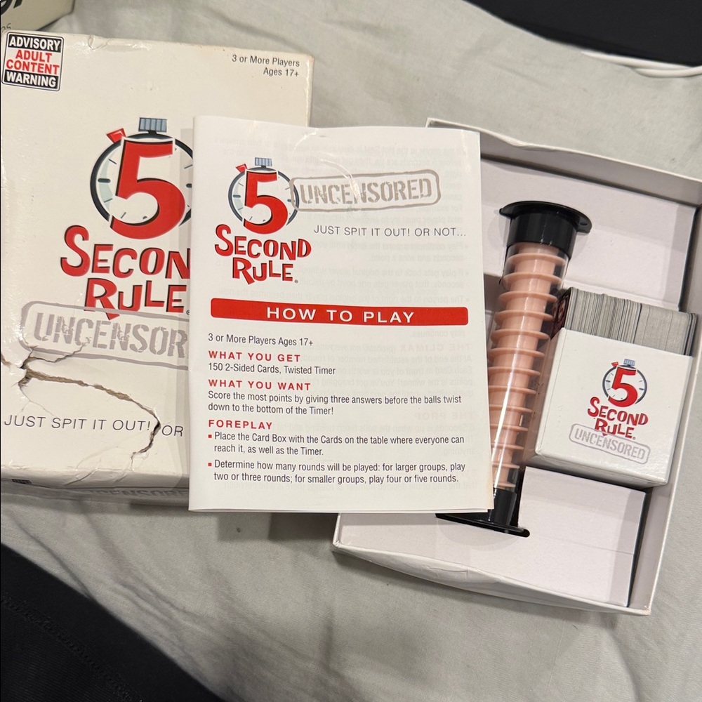 5 Second Rule Uncensored Party Game - White & Red Box